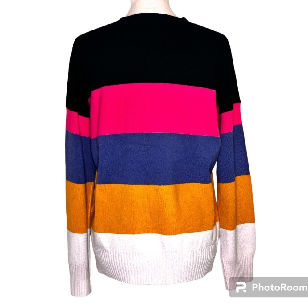 NWT French Connection 5 Stripe Sweater pink black blue cream yellow medium - Picture 3 of 8